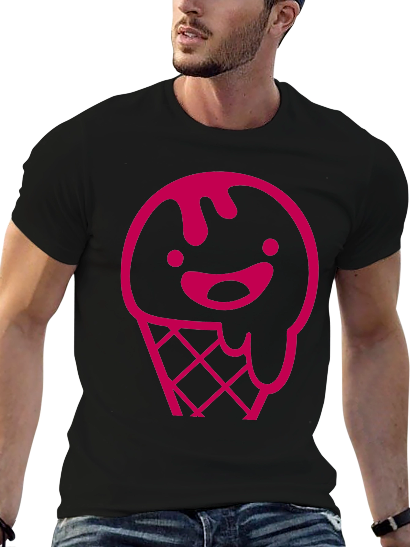 Pink Ice Cream Cone Graphic T-Shirt