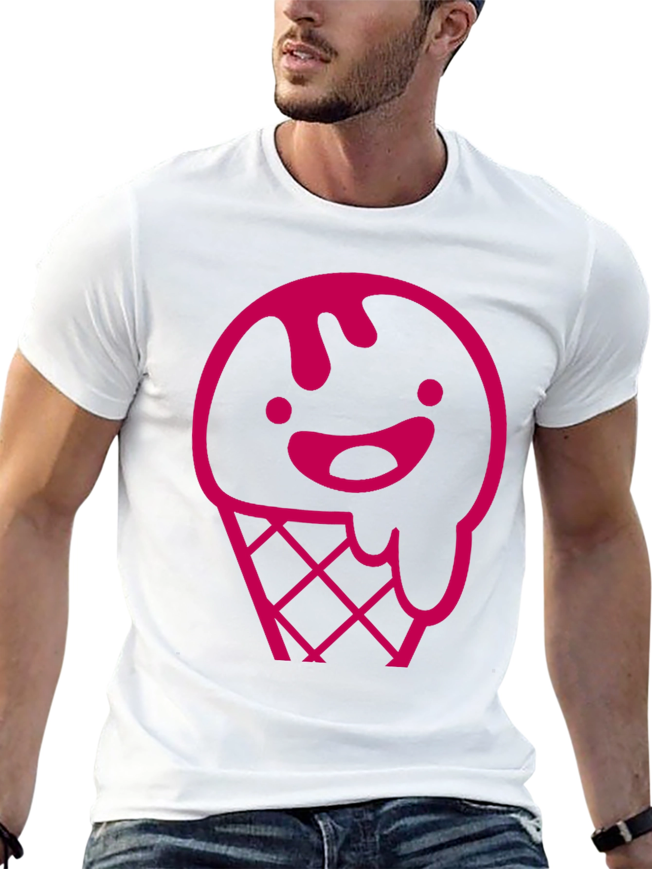 Pink Ice Cream Cone Graphic T-Shirt