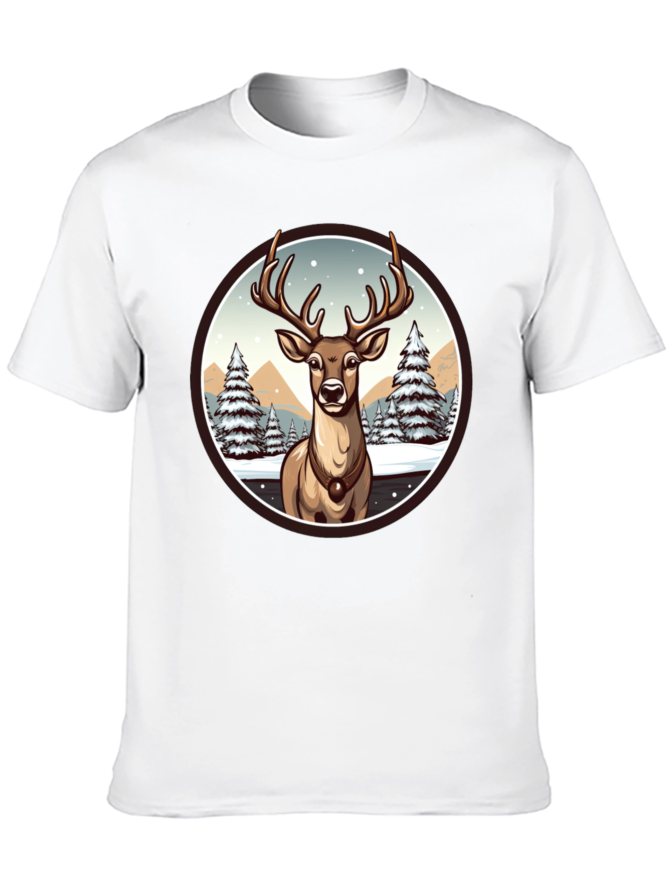Winter Deer Graphic Tee - Black