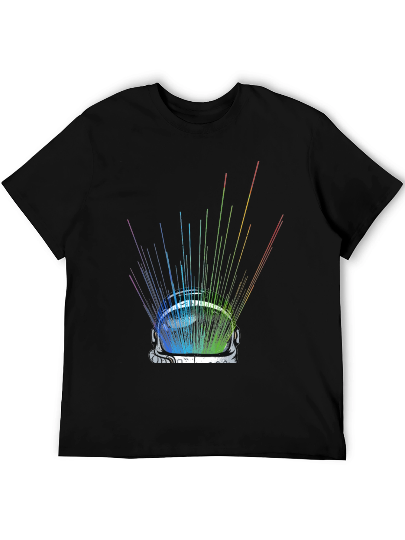 Rainbow Astronaut Helmet Graphic Tee - Black