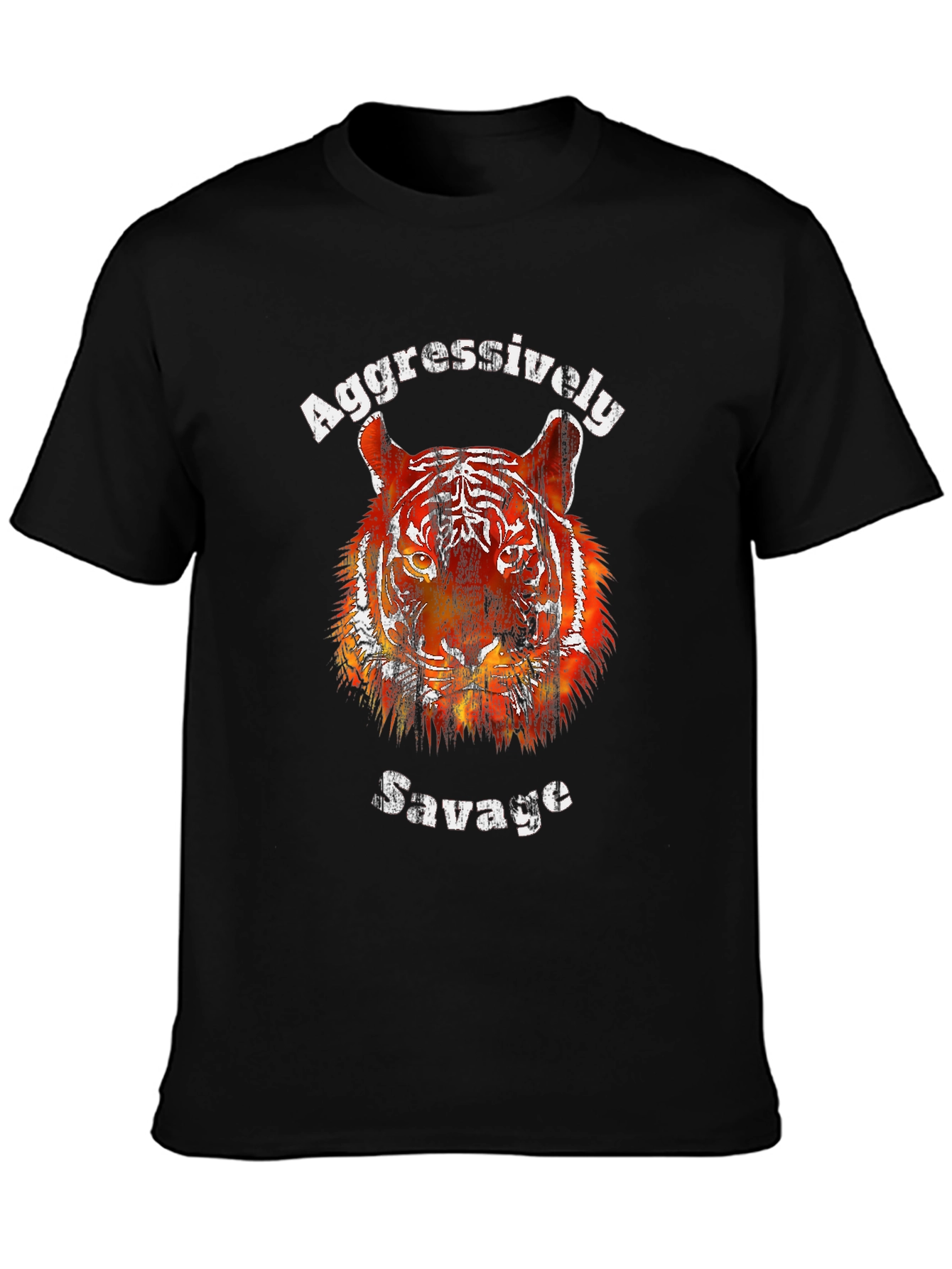 Aggressively Savage Tiger Graphic Tee - Black