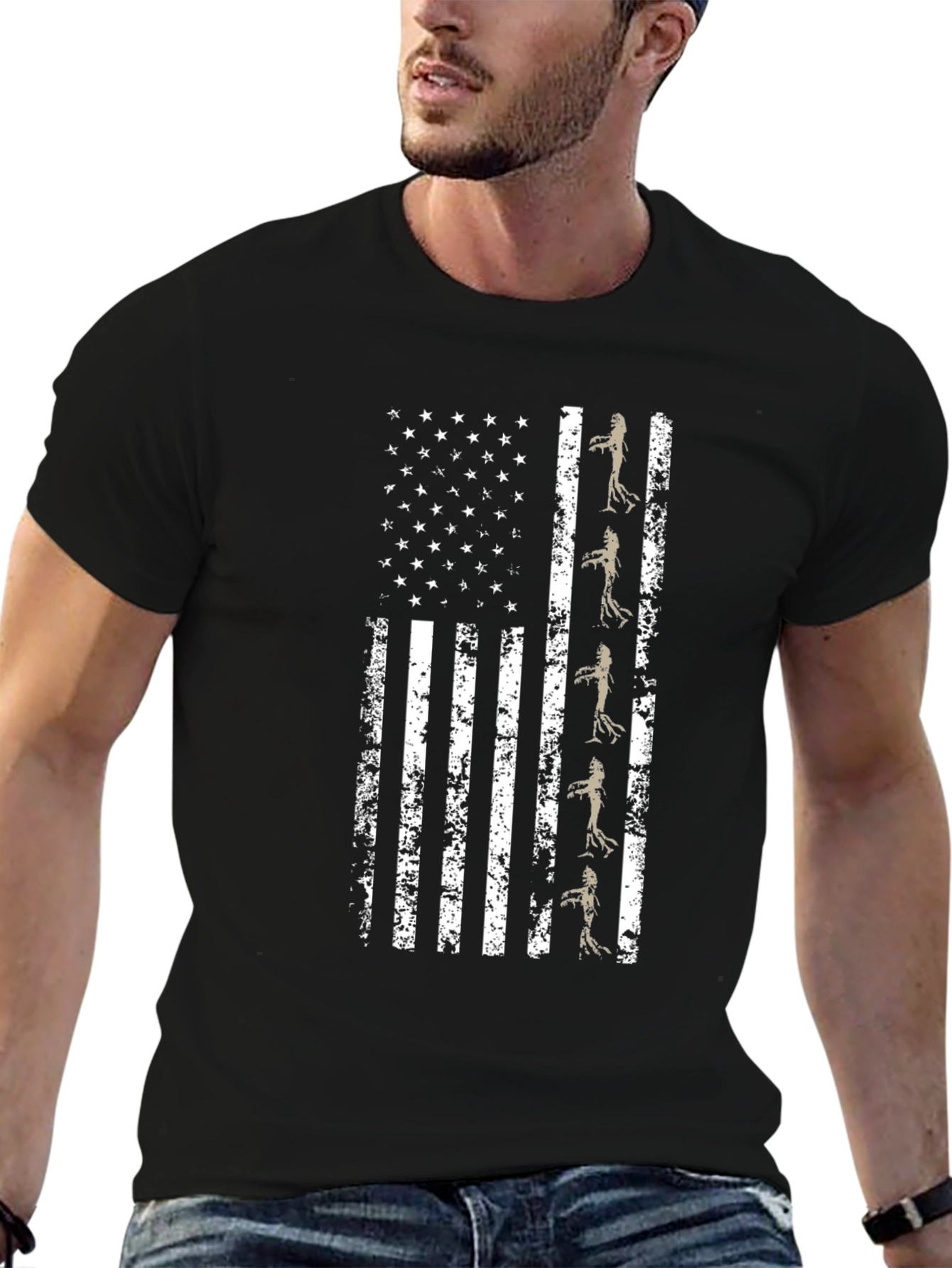 USA Flag Ginseng Root T-Shirt