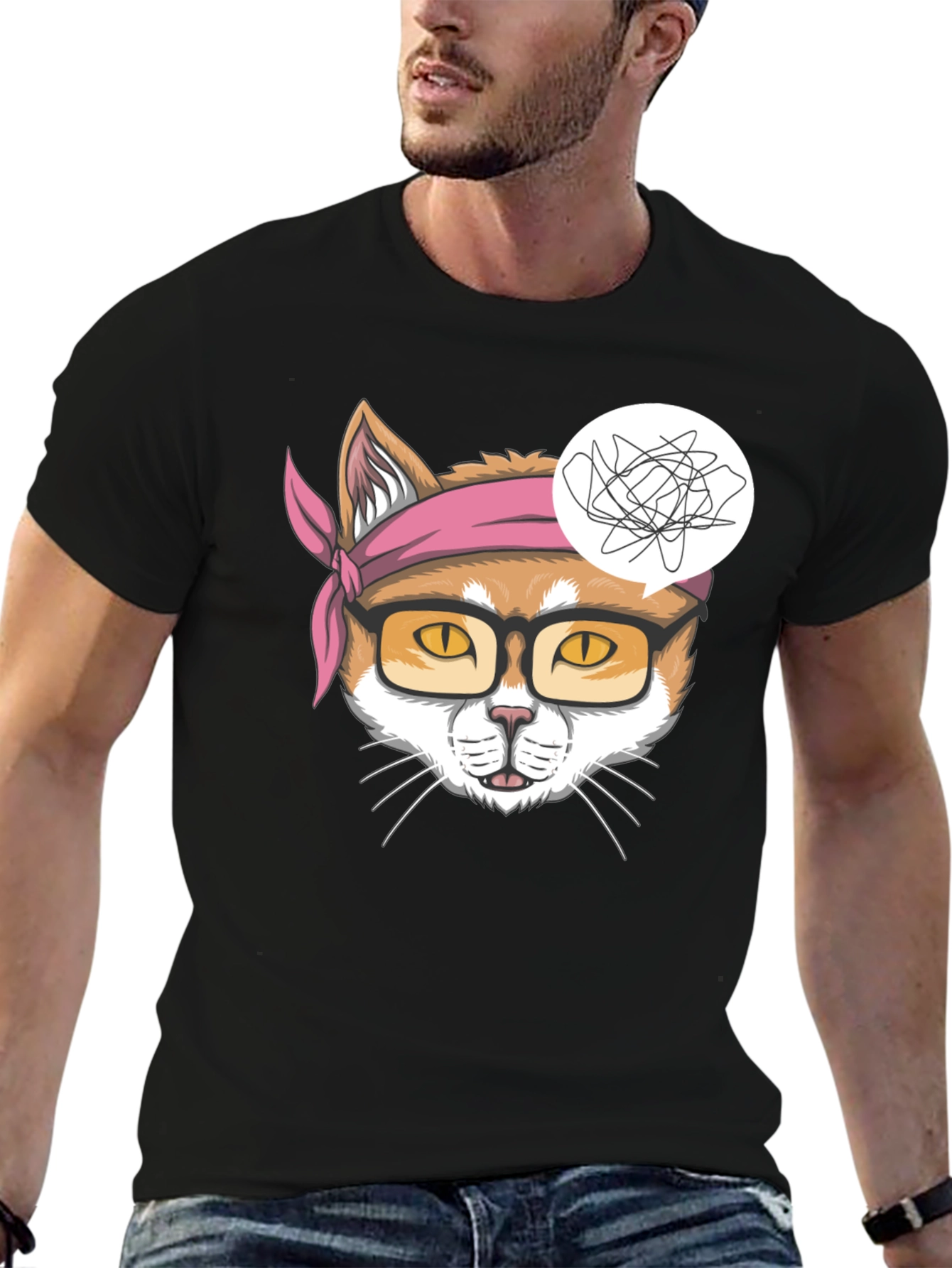 Funny Cat Headband T-Shirt