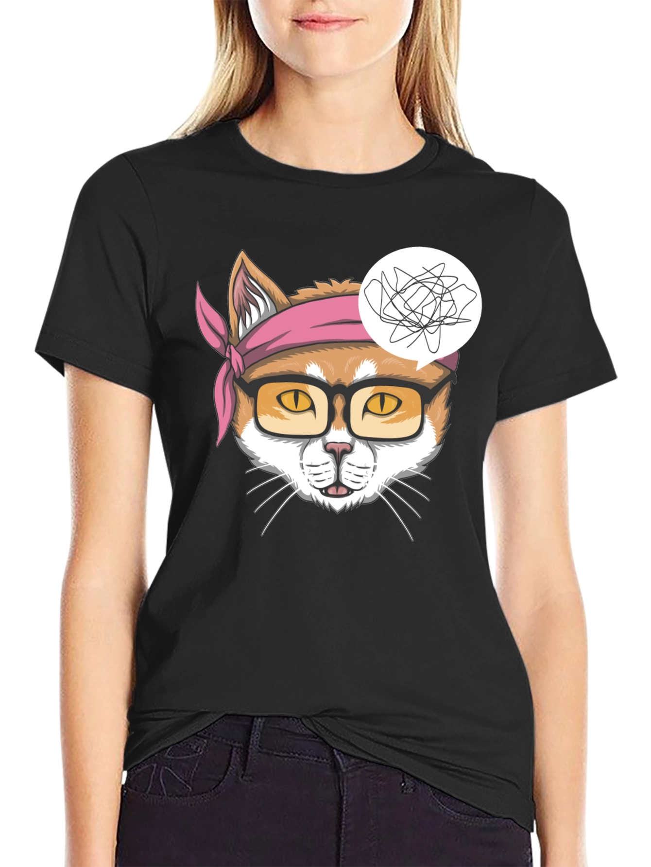 Funny Cat Headband T-Shirt