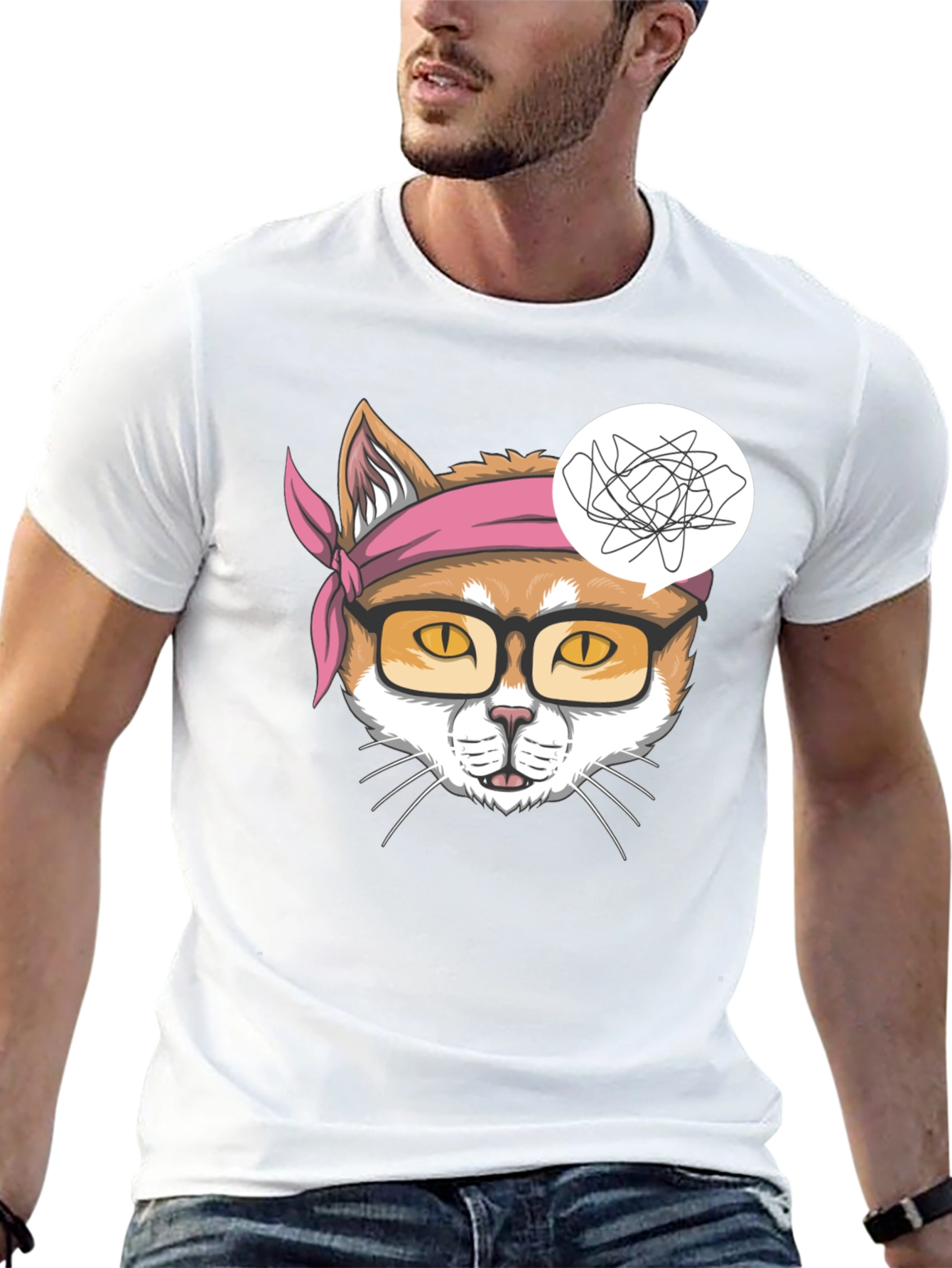 Funny Cat Headband T-Shirt