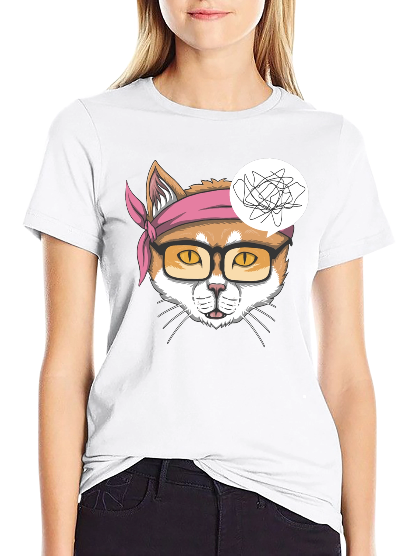 Funny Cat Headband T-Shirt