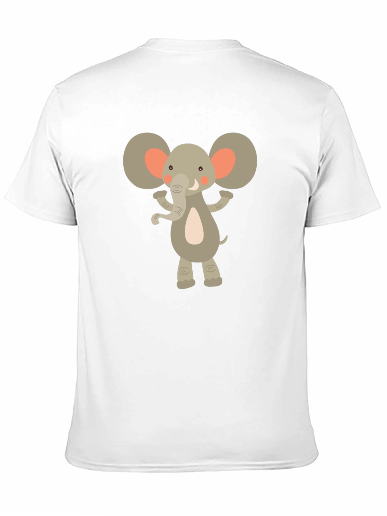 Cartoon Elephant Graphic Tee - Black Crew Neck T-Shirt