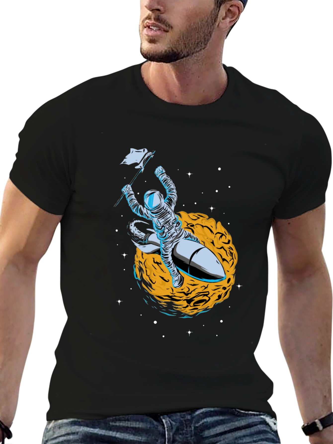 Astronaut on Rocket T-Shirt - Space Graphic Tee