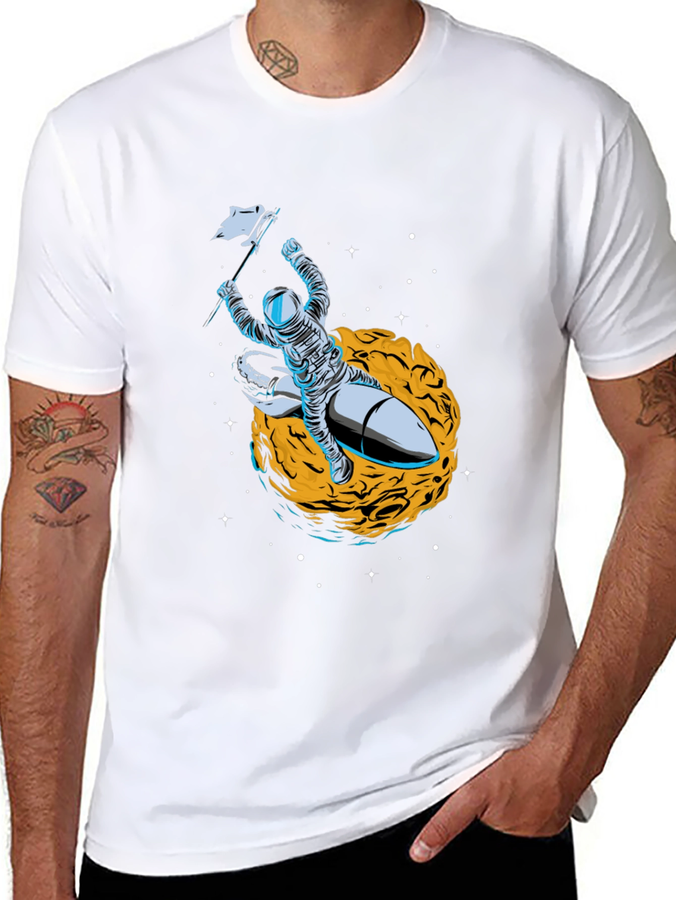 Astronaut on Rocket T-Shirt - Space Graphic Tee
