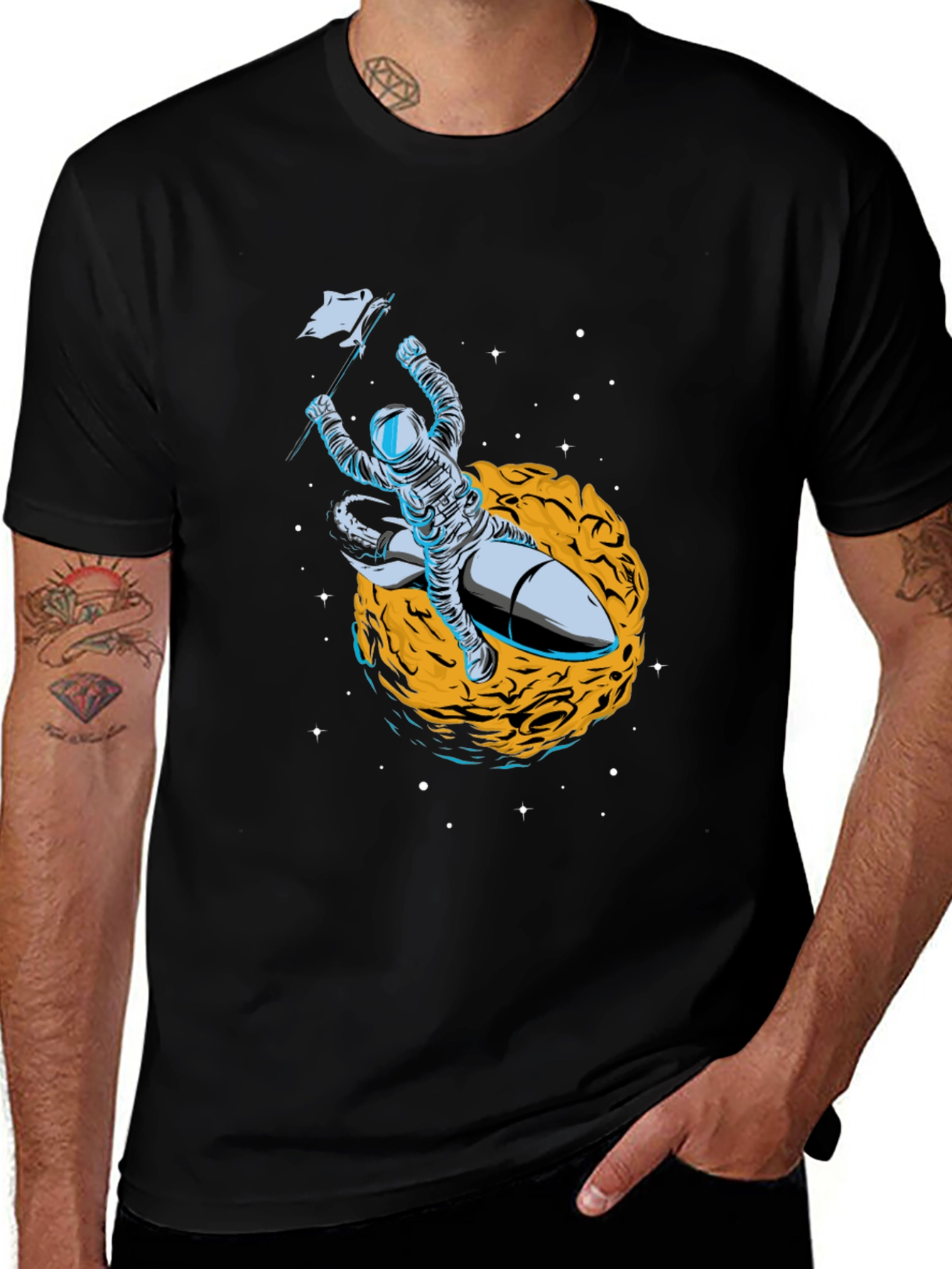 Astronaut on Rocket T-Shirt - Space Graphic Tee