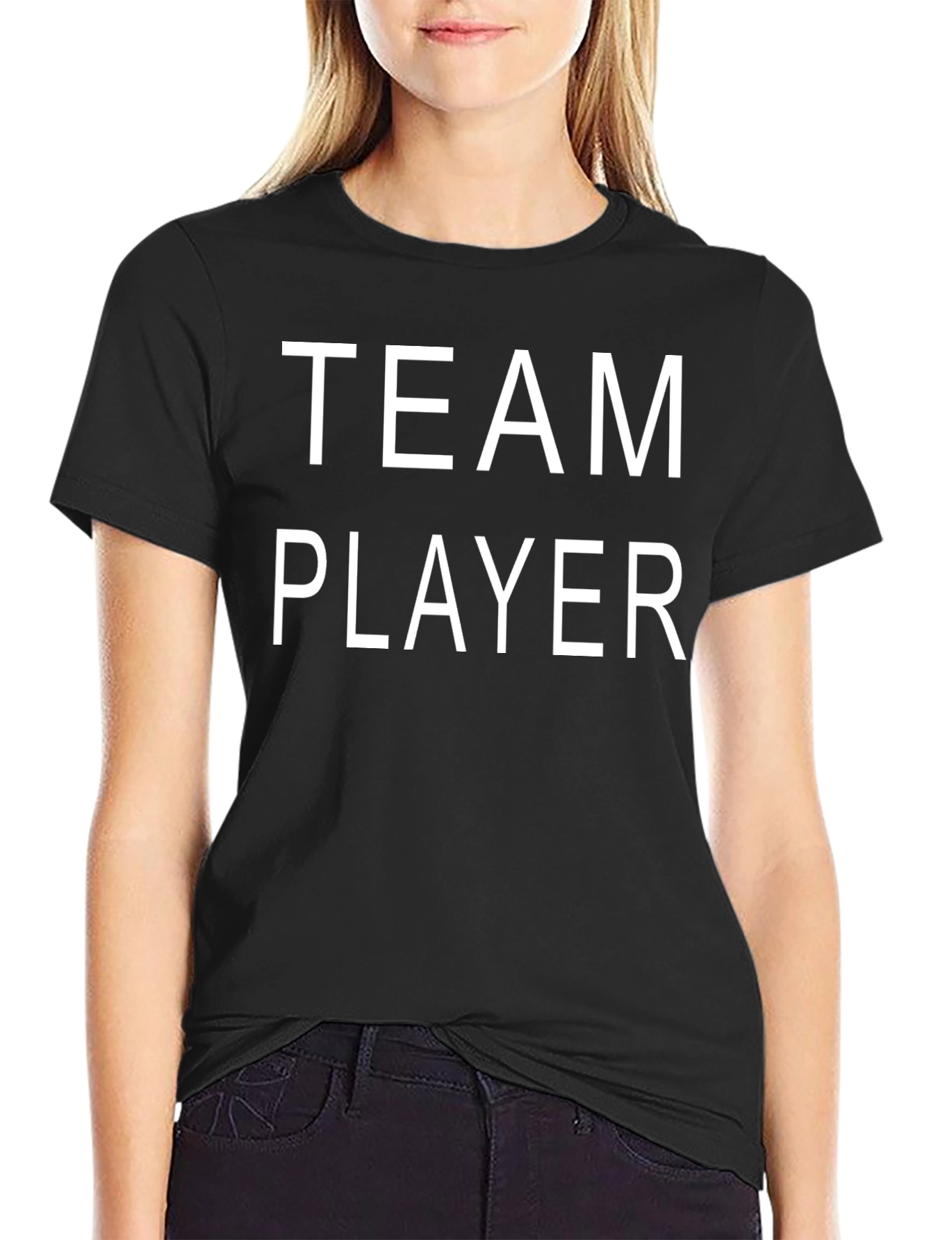 Team Player Graphic Tee - Black Cotton T-Shirt