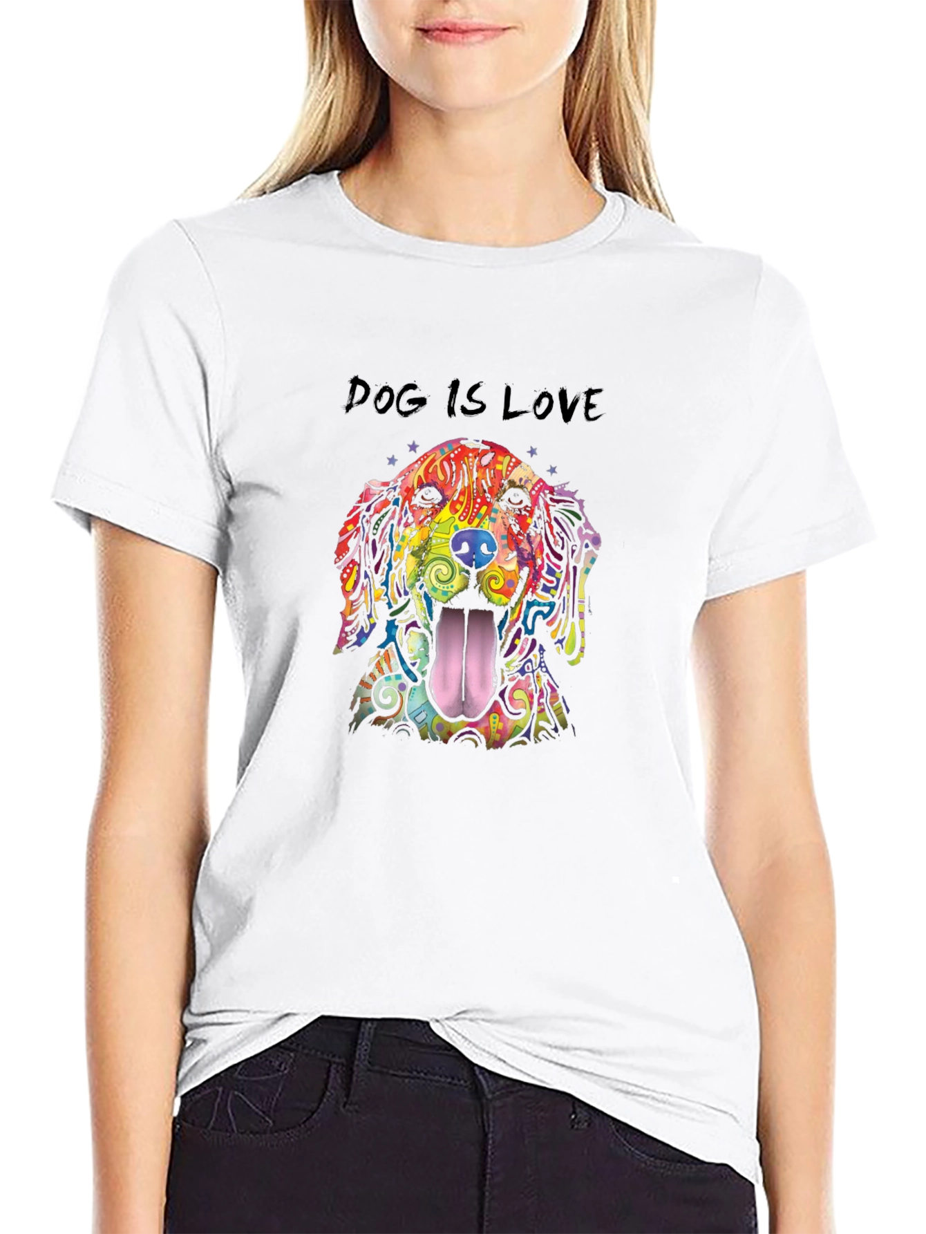 Dog Is Love Rainbow Dog Graphic T-Shirt