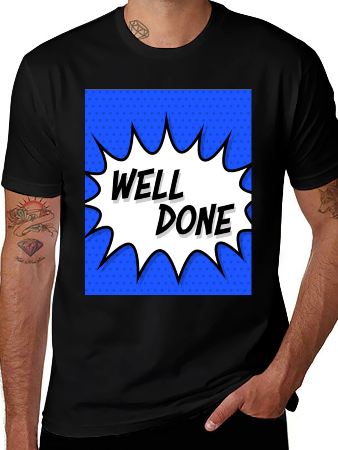 Well Done Comic Style Black Tee