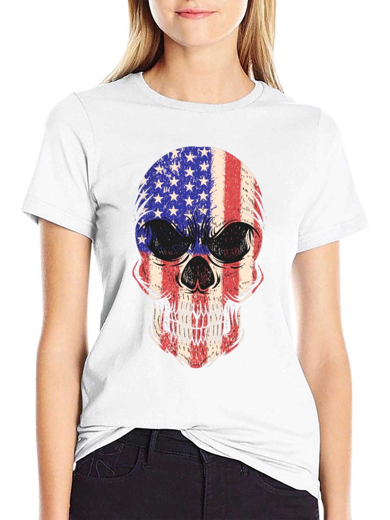 American Flag Skull Graphic Tee
