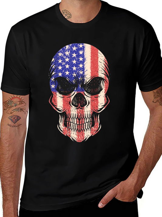 American Flag Skull Graphic Tee