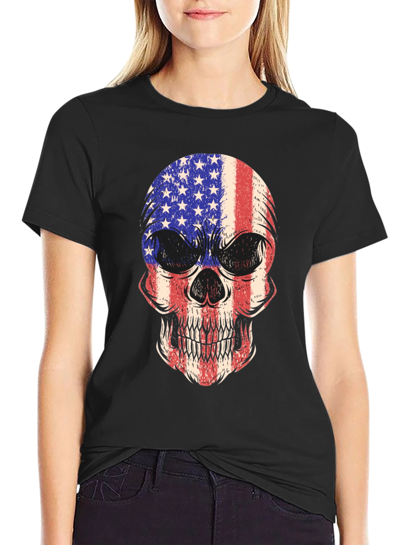 American Flag Skull Graphic Tee