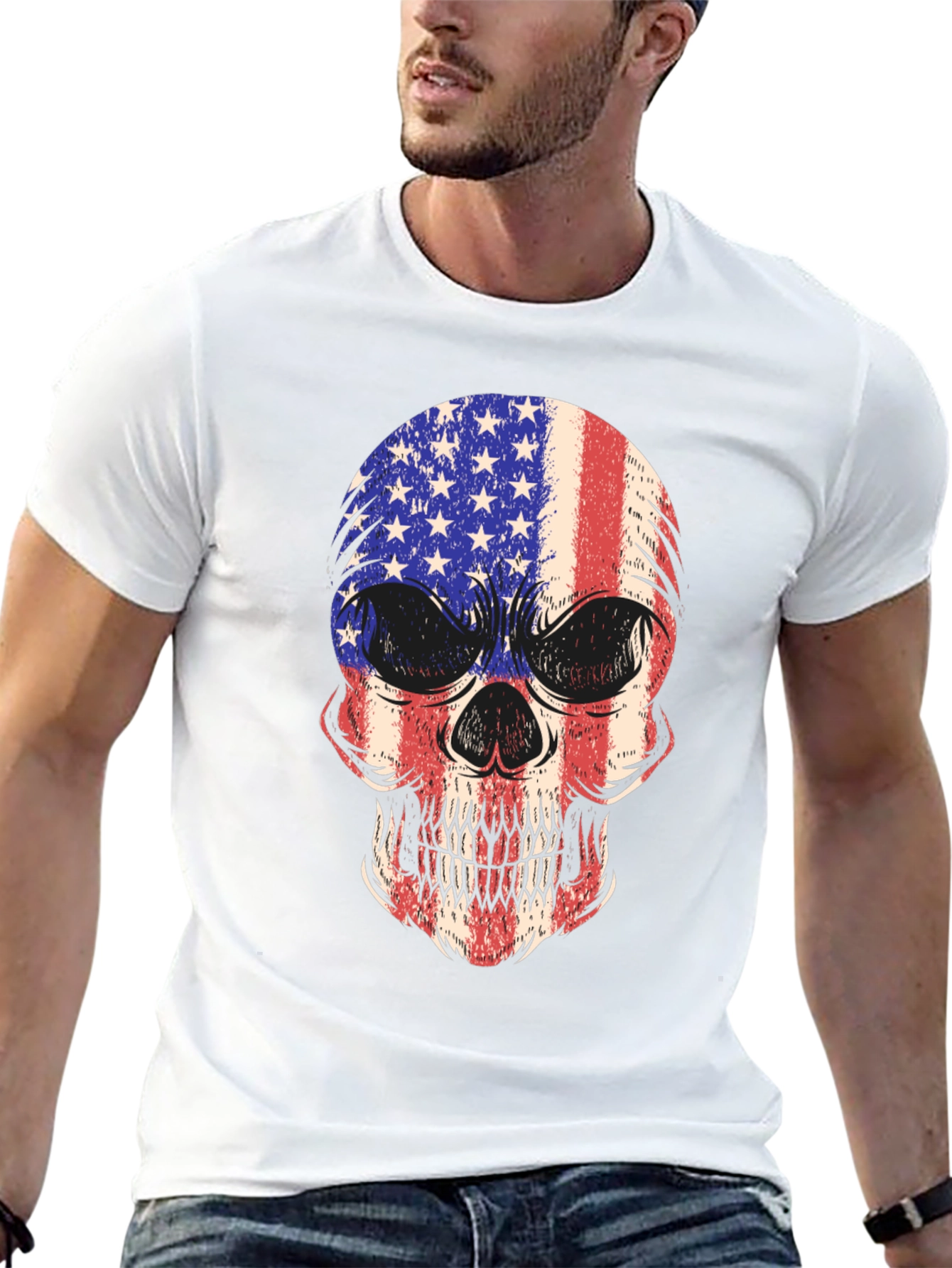 American Flag Skull Graphic Tee