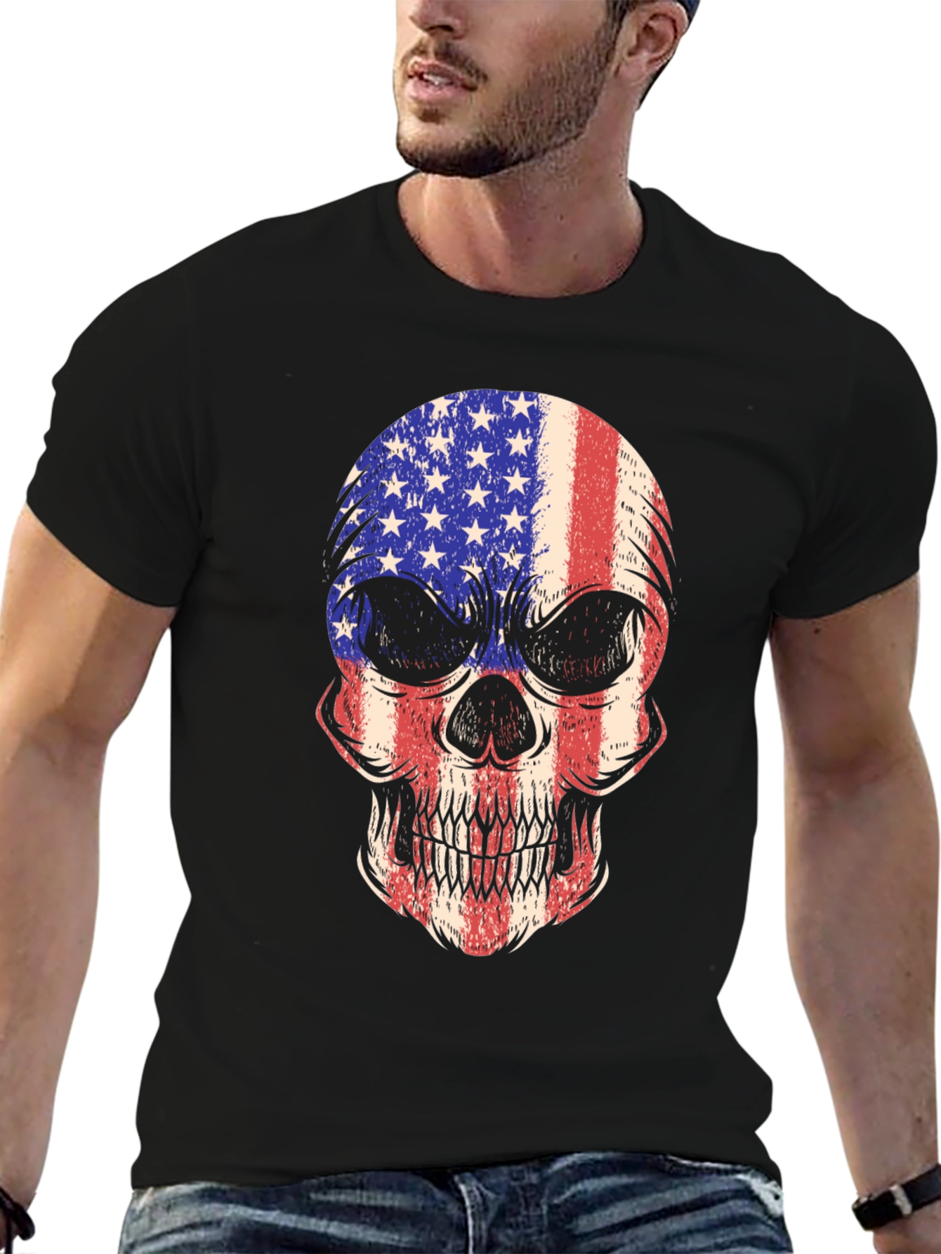 American Flag Skull Graphic Tee