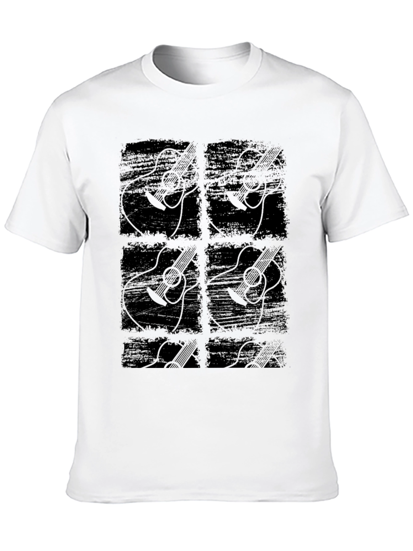 Guitar Graphic Print Black Crew Neck T-Shirt