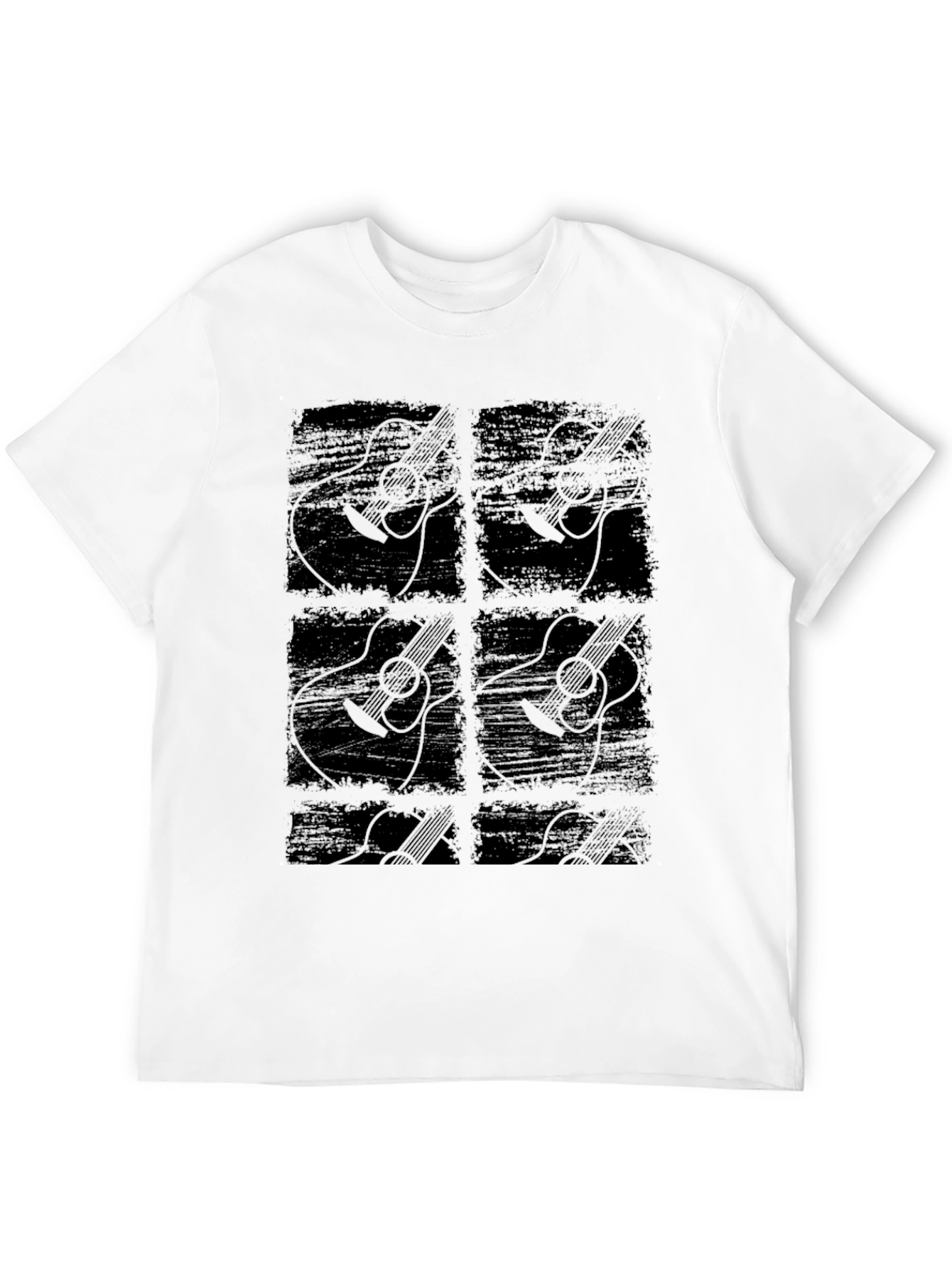 Guitar Graphic Print Black Crew Neck T-Shirt