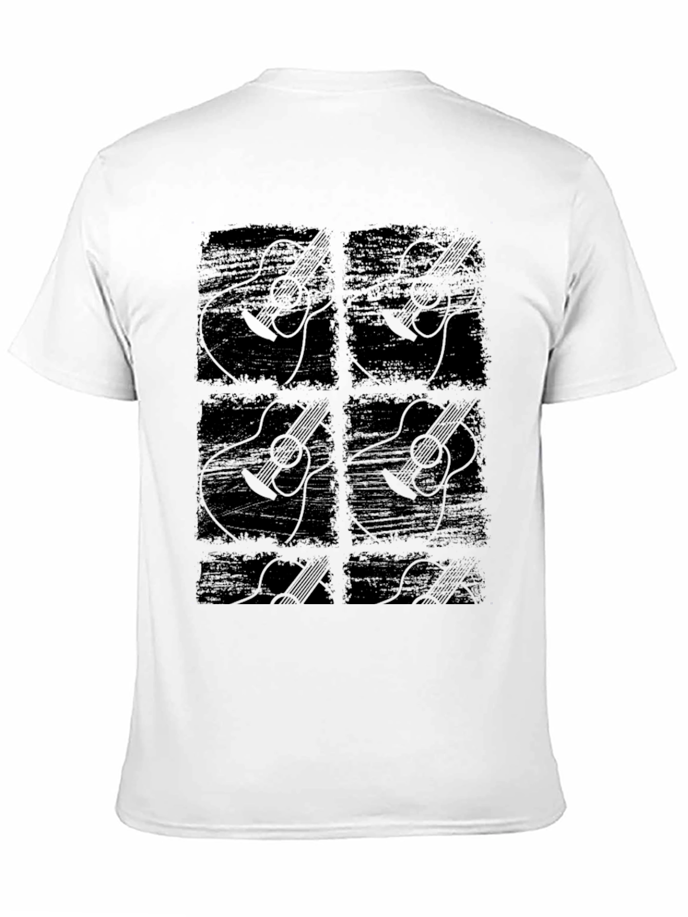 Guitar Graphic Print Black Crew Neck T-Shirt