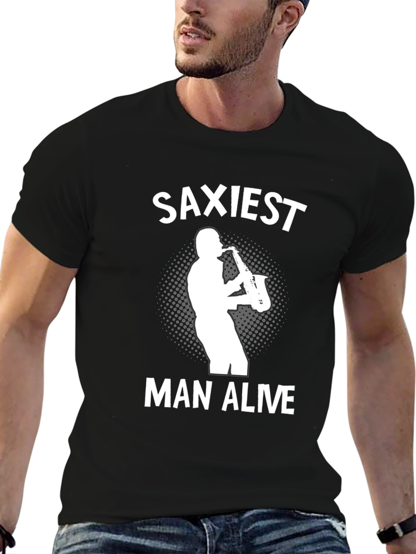 Saxiest Man Alive Black T-Shirt
