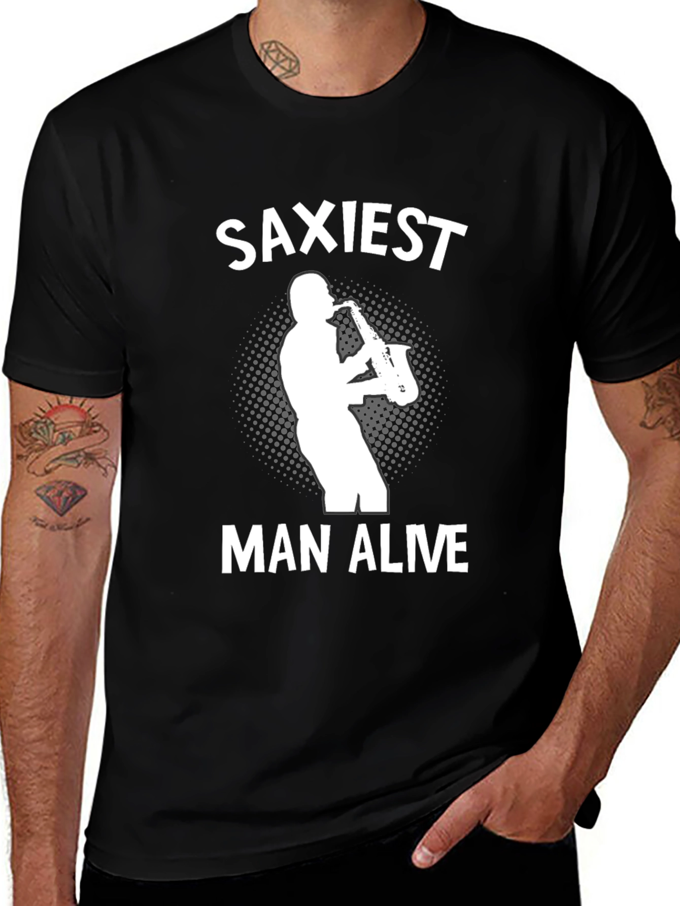 Saxiest Man Alive Black T-Shirt
