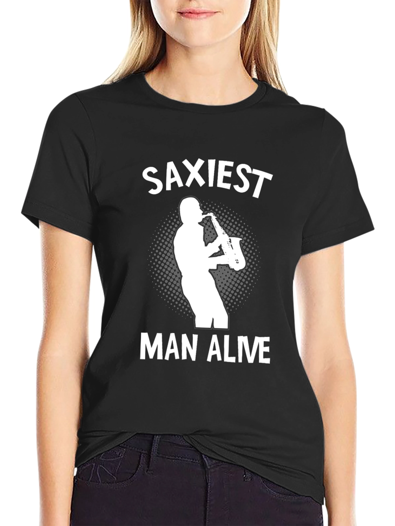 Saxiest Man Alive Black T-Shirt