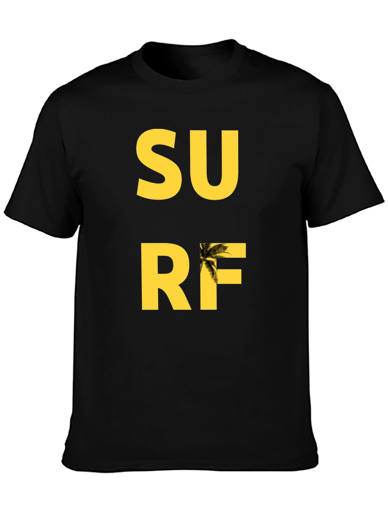 Surf Graphic Tee - Black Cotton T-Shirt