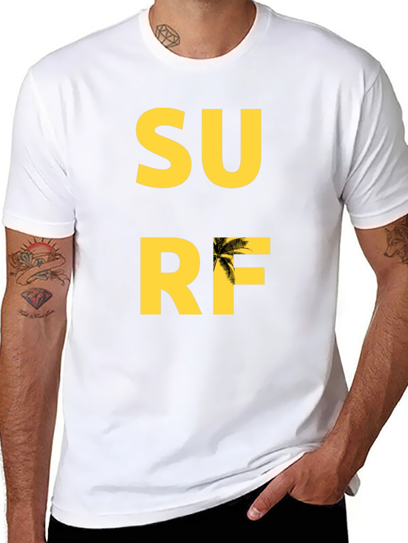 Surf Graphic Tee - Black Cotton T-Shirt