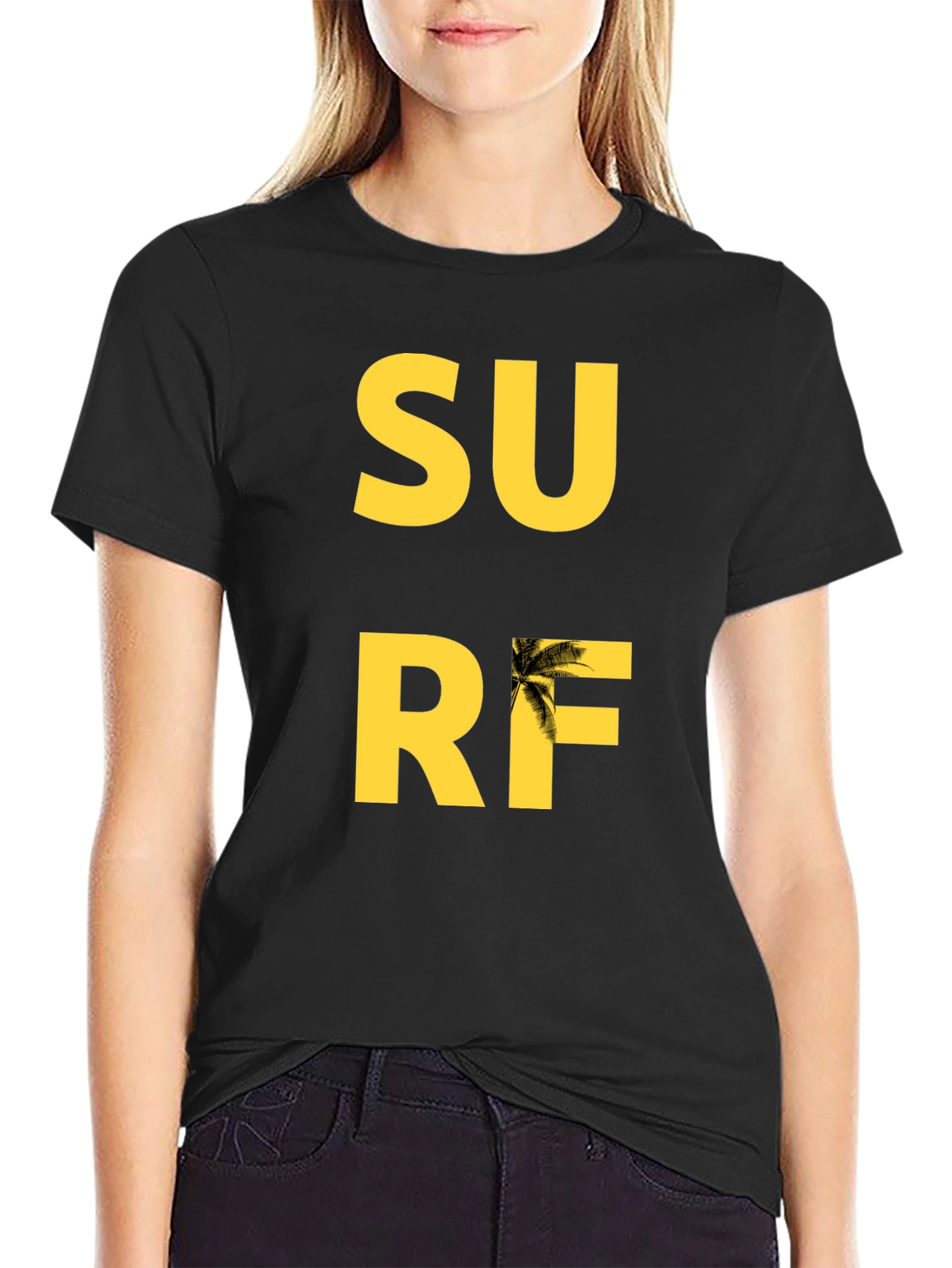Surf Graphic Tee - Black Cotton T-Shirt