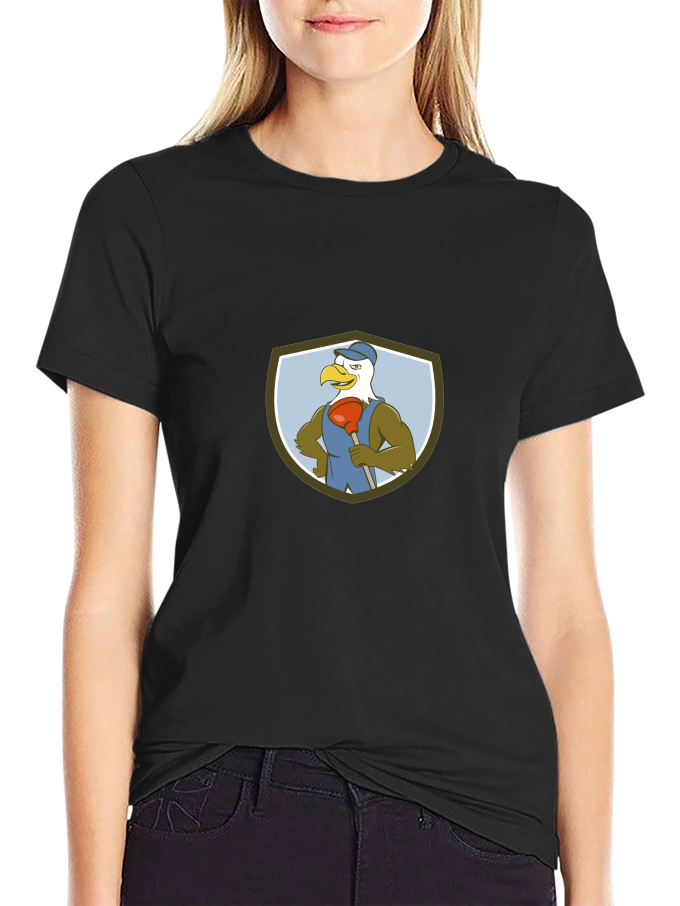 Eagle Plumber Cartoon Graphic T-Shirt