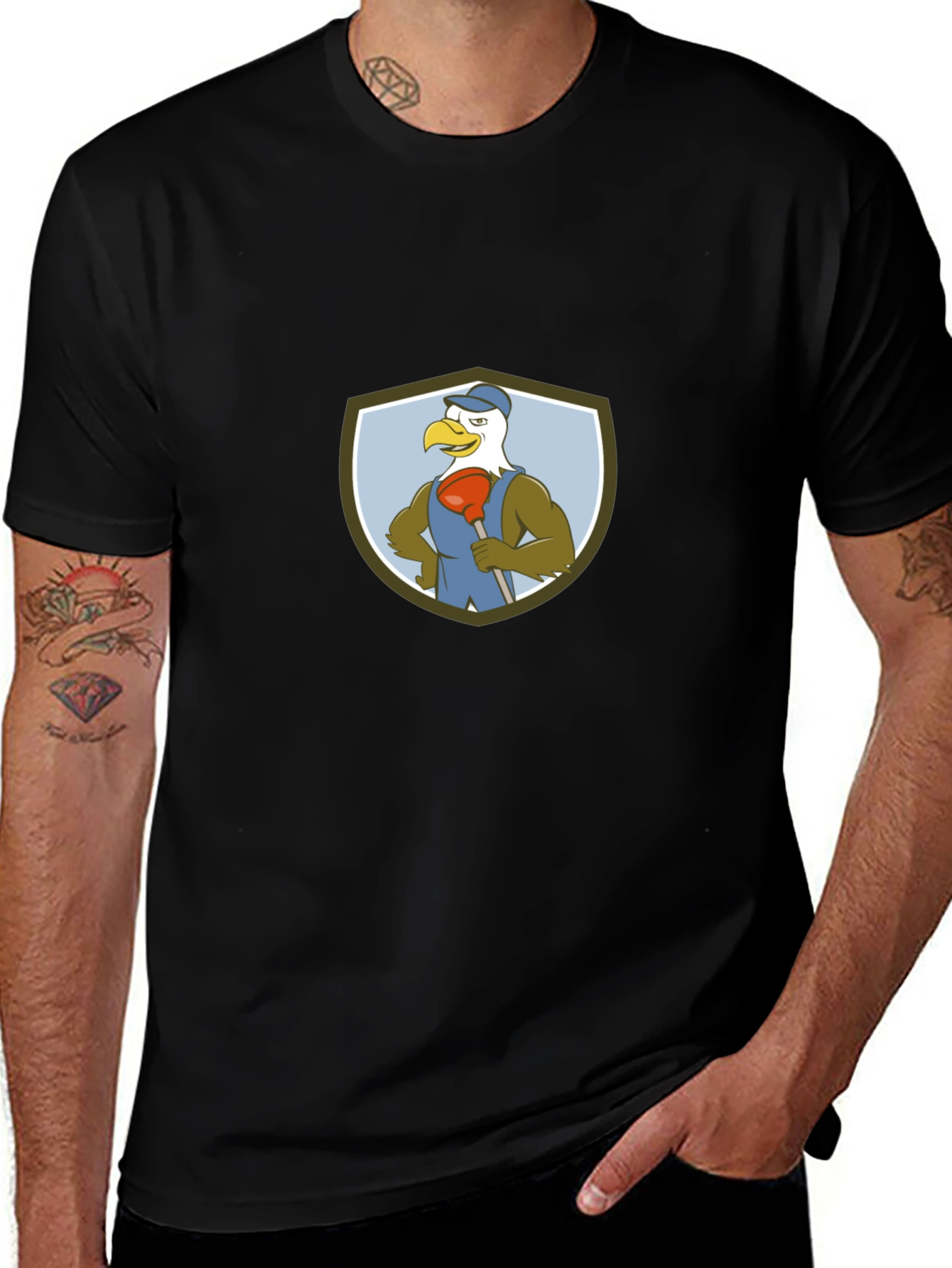 Eagle Plumber Cartoon Graphic T-Shirt