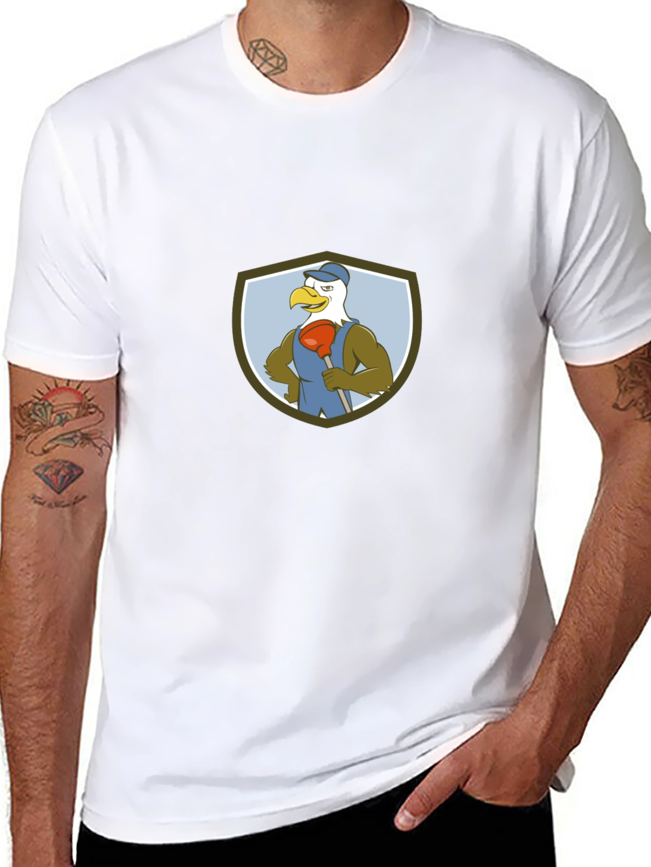 Eagle Plumber Cartoon Graphic T-Shirt