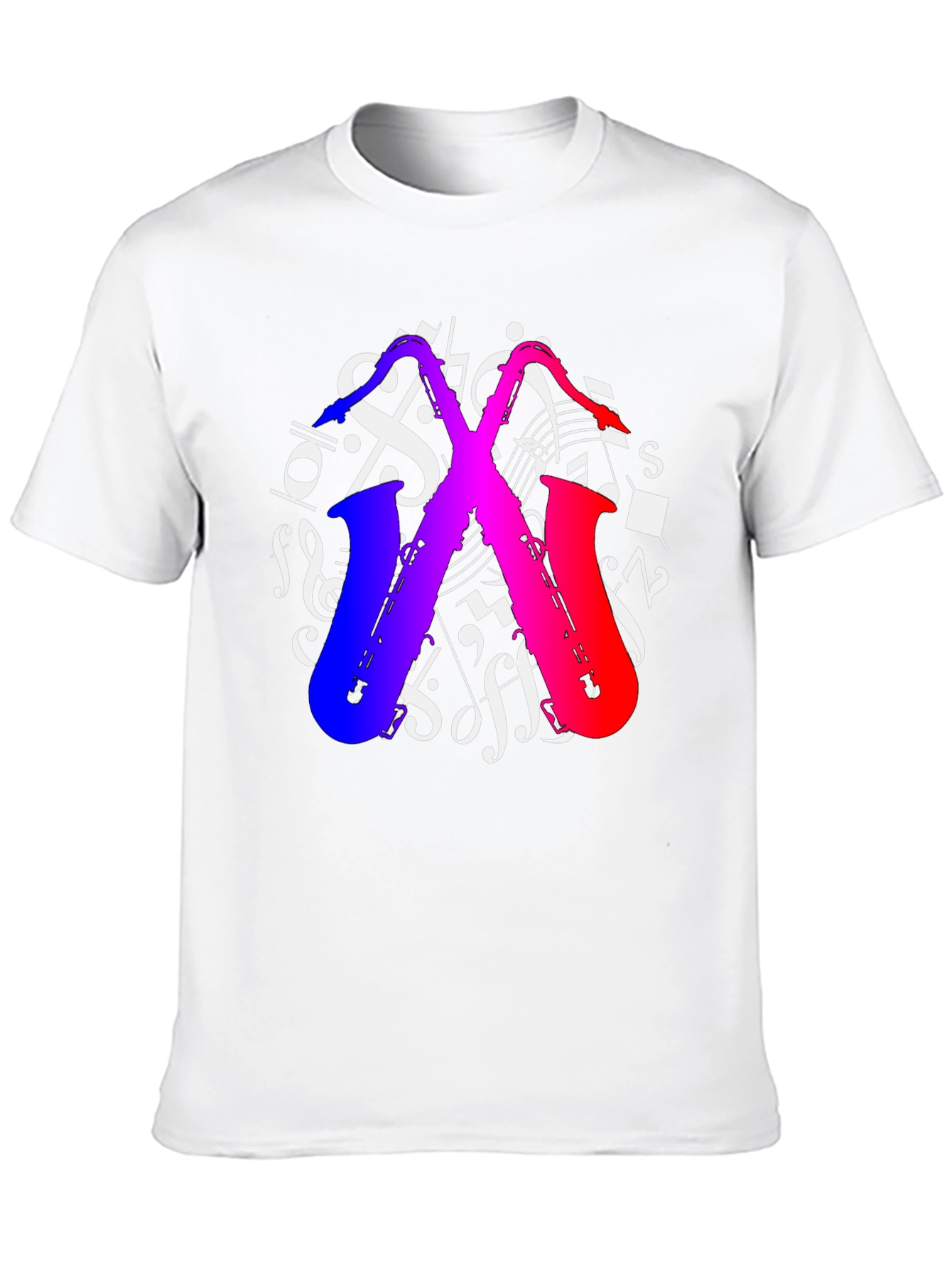 Saxophone Music Notes Graphic T-Shirt - Black