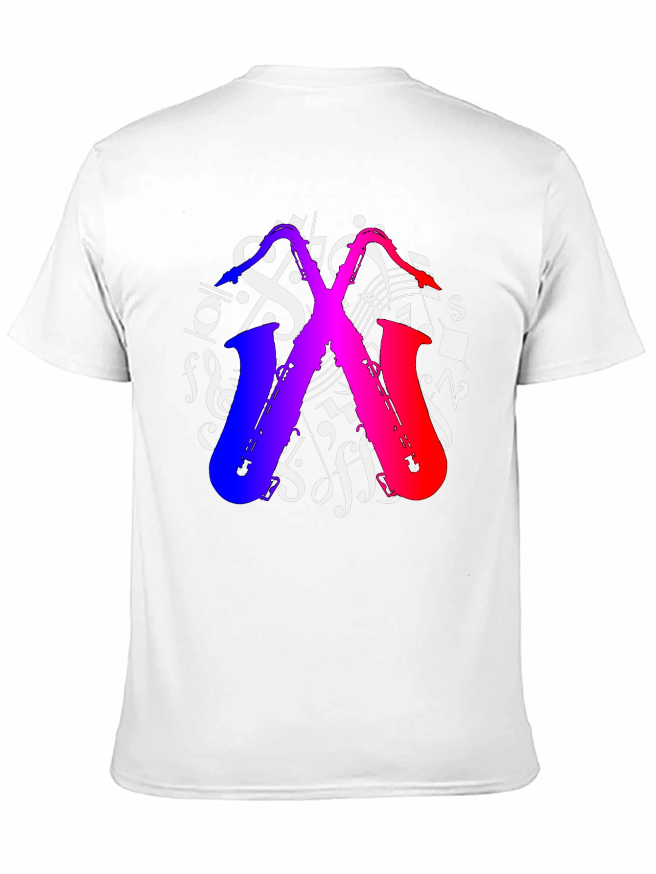 Saxophone Music Notes Graphic T-Shirt - Black