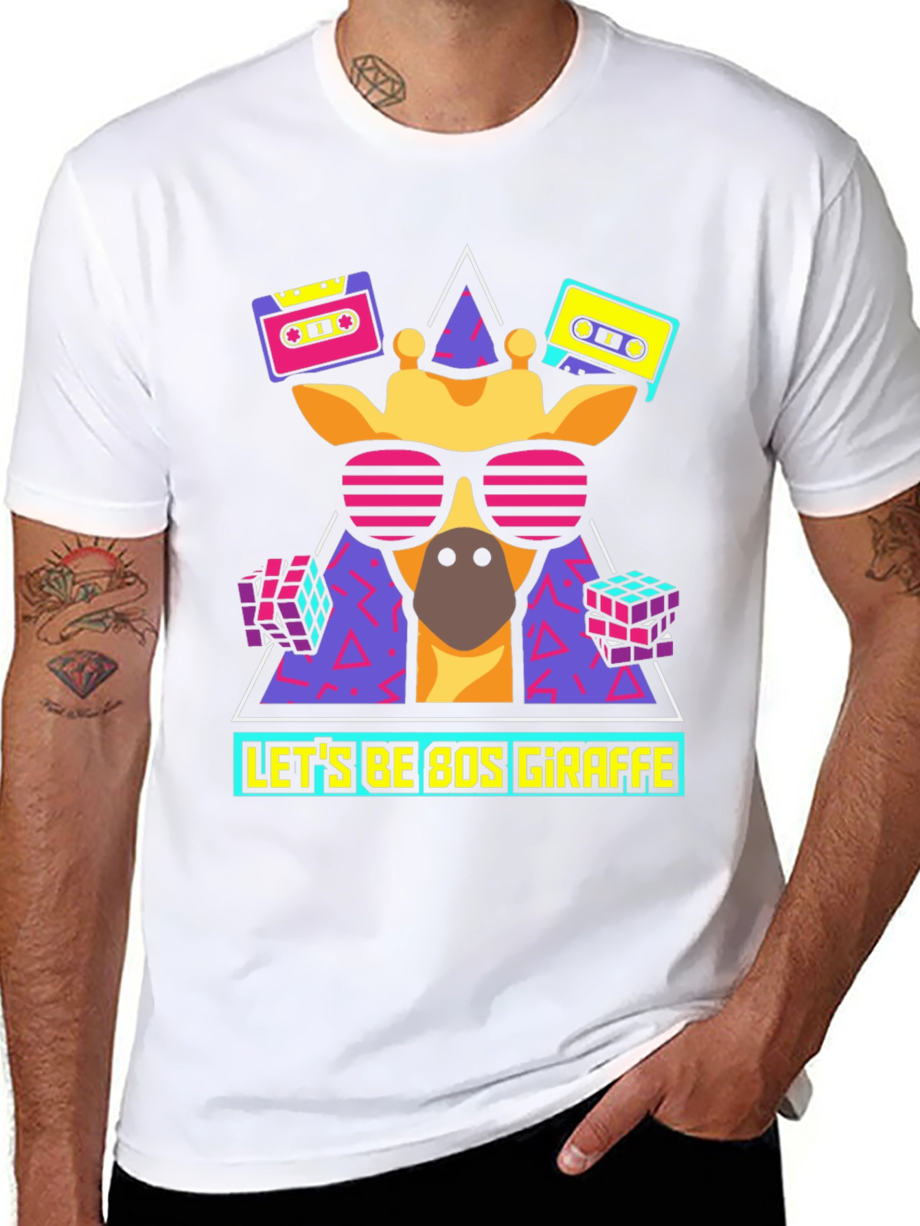 Retro 80s Giraffe Graphic T-Shirt