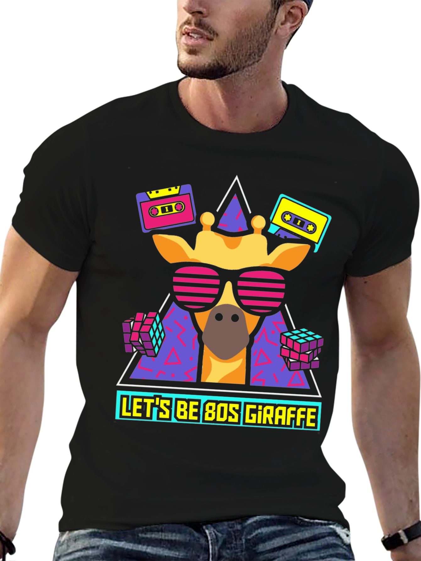 Retro 80s Giraffe Graphic T-Shirt