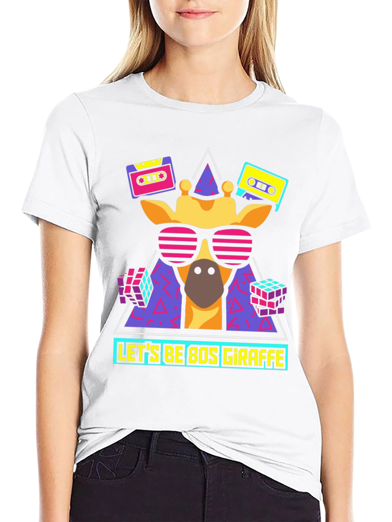Retro 80s Giraffe Graphic T-Shirt