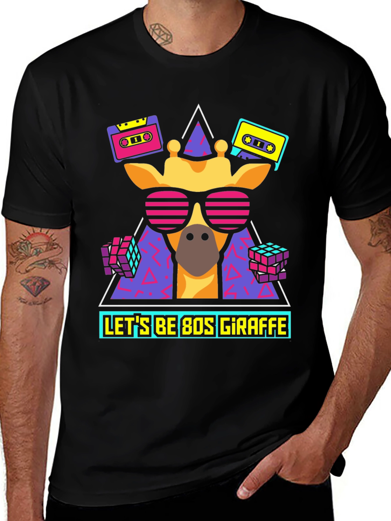 Retro 80s Giraffe Graphic T-Shirt