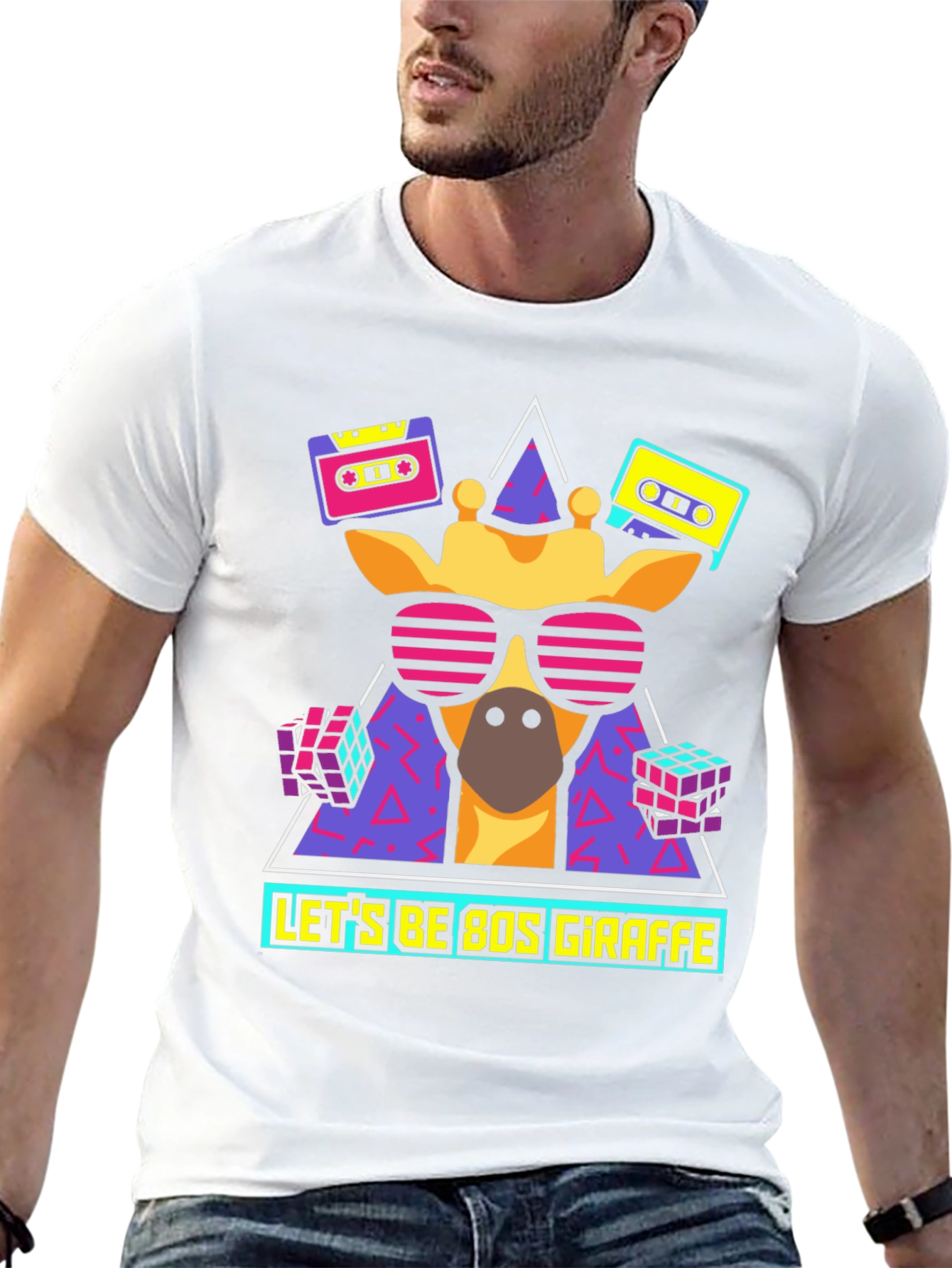 Retro 80s Giraffe Graphic T-Shirt