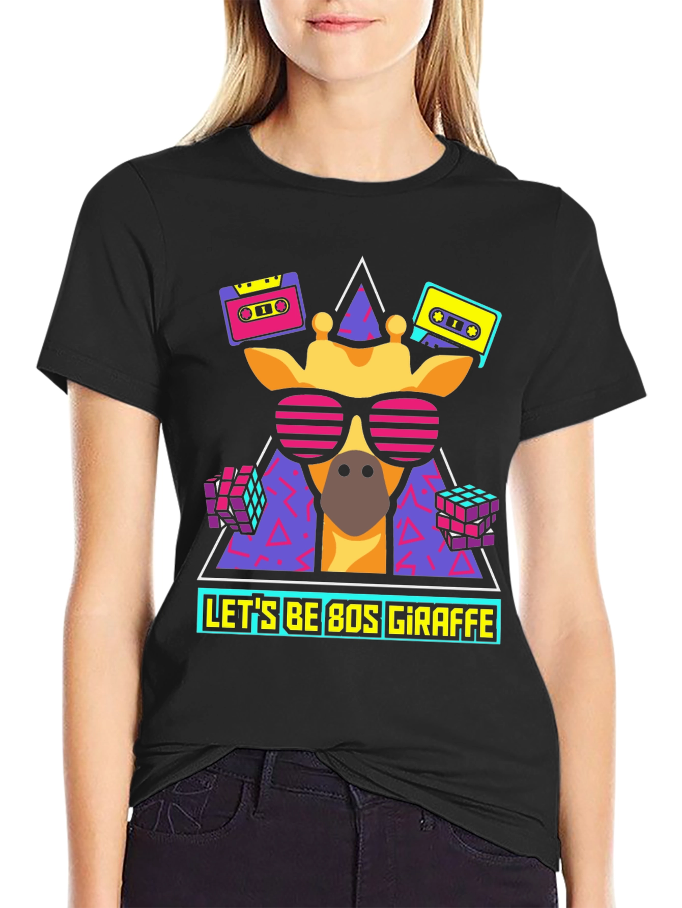 Retro 80s Giraffe Graphic T-Shirt