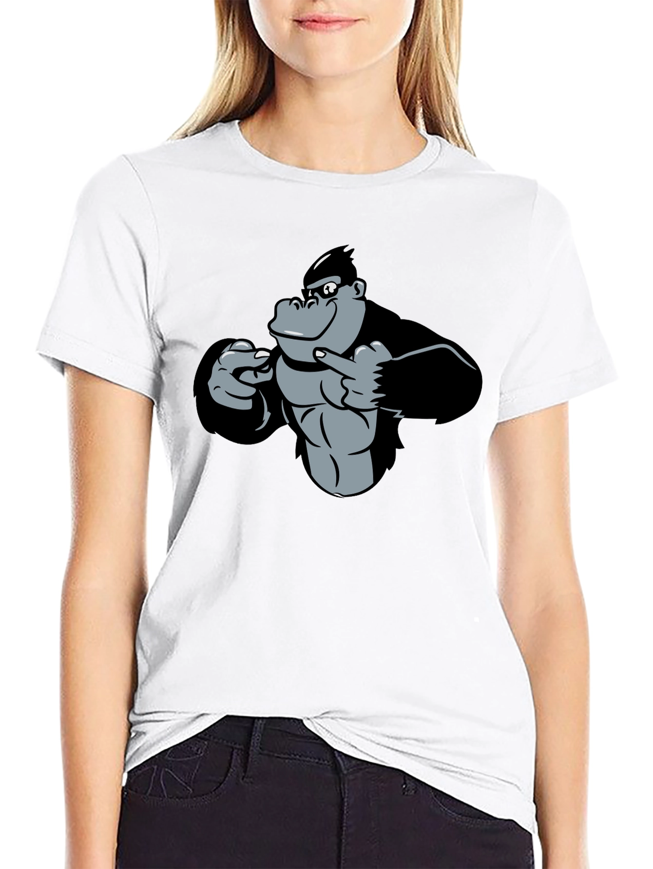 Funny Gorilla Pointing T-Shirt - Black