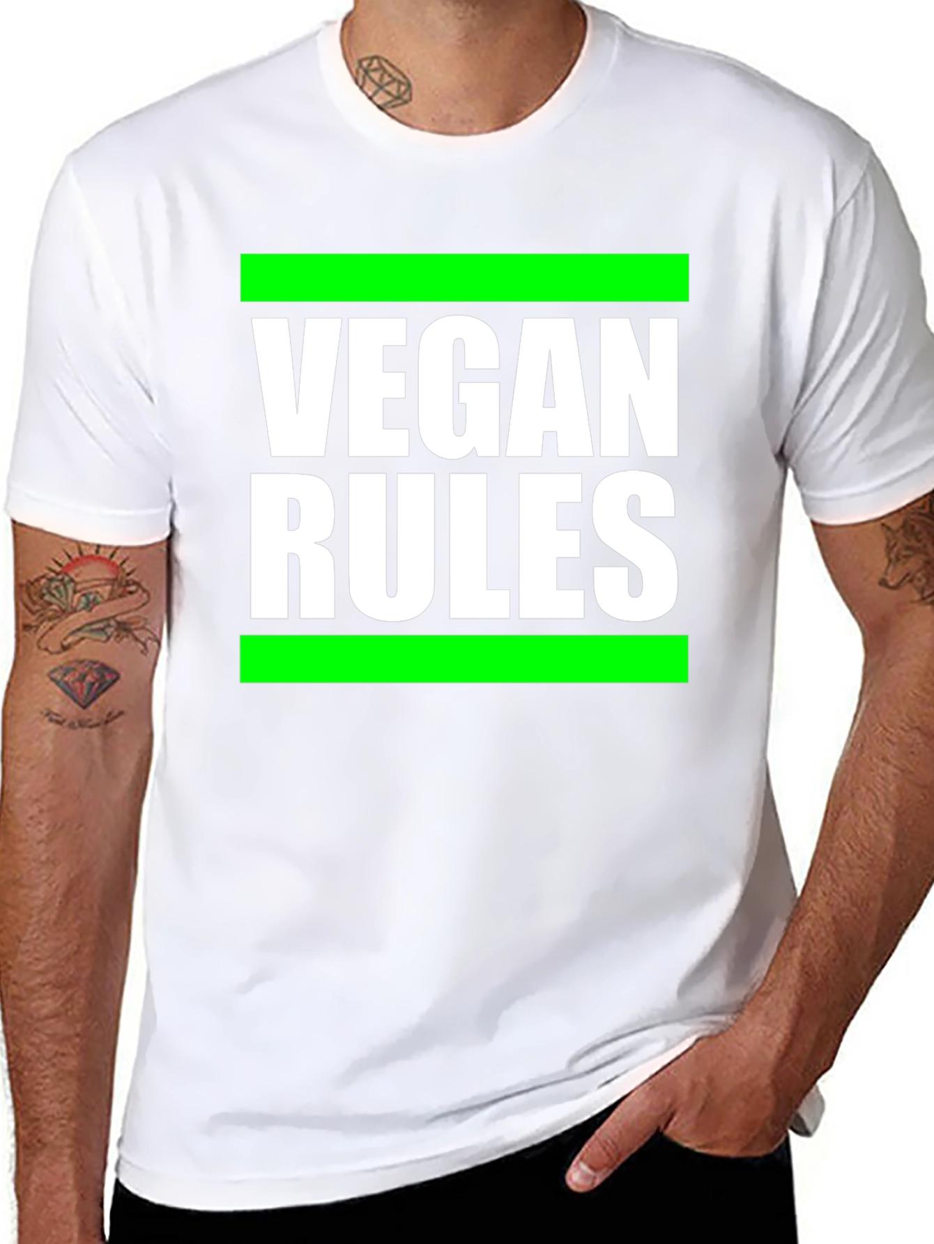 Vegan Rules Graphic Tee - Bold Statement Shirt
