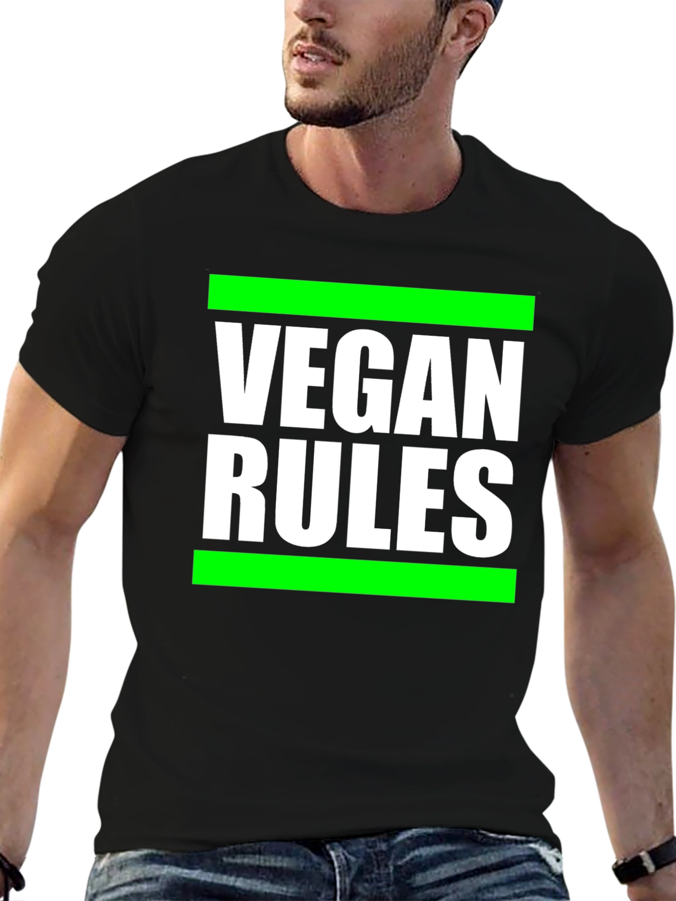 Vegan Rules Graphic Tee - Bold Statement Shirt