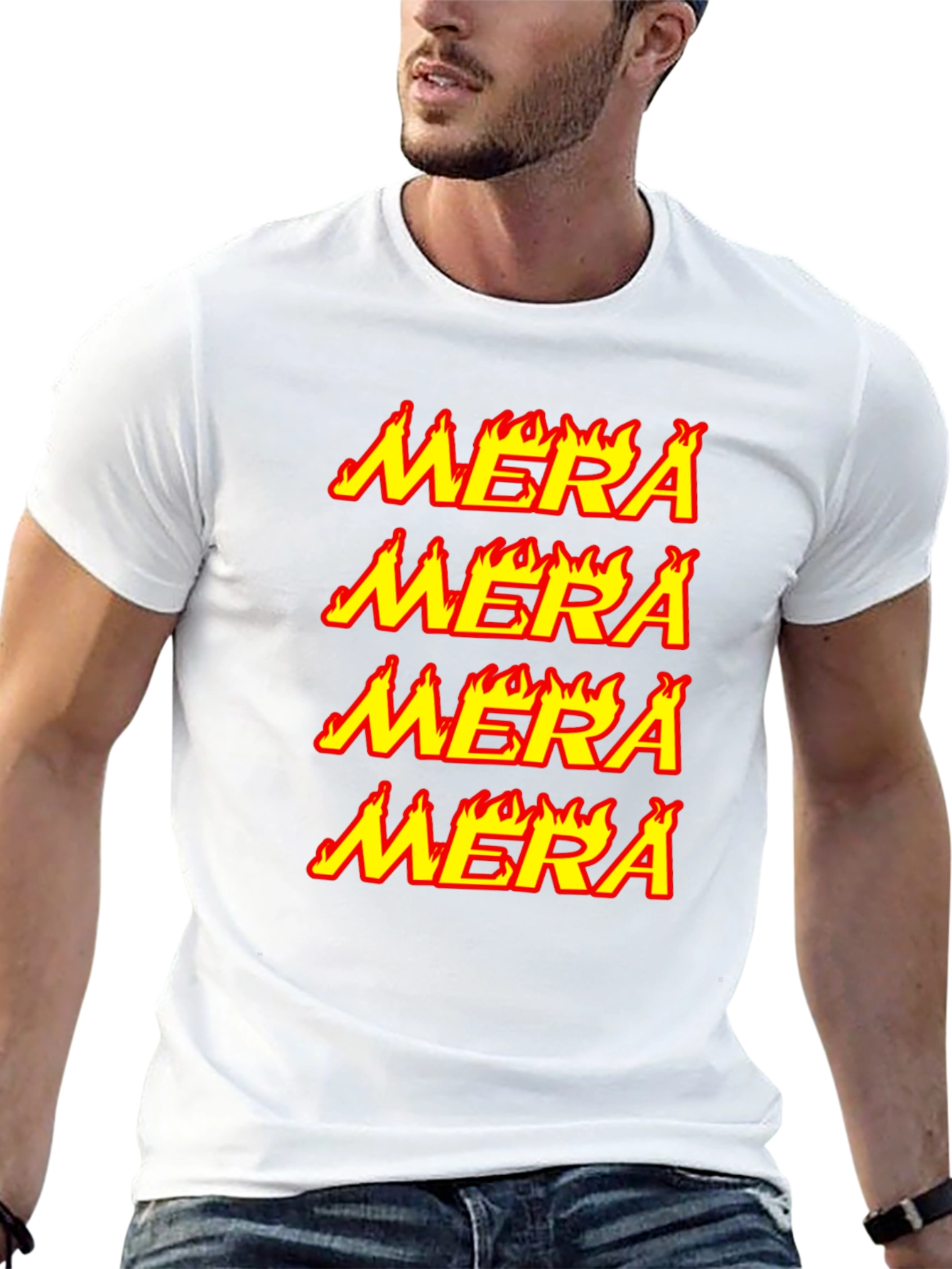 Mera Flame Graphic Tee - Black Cotton T-Shirt