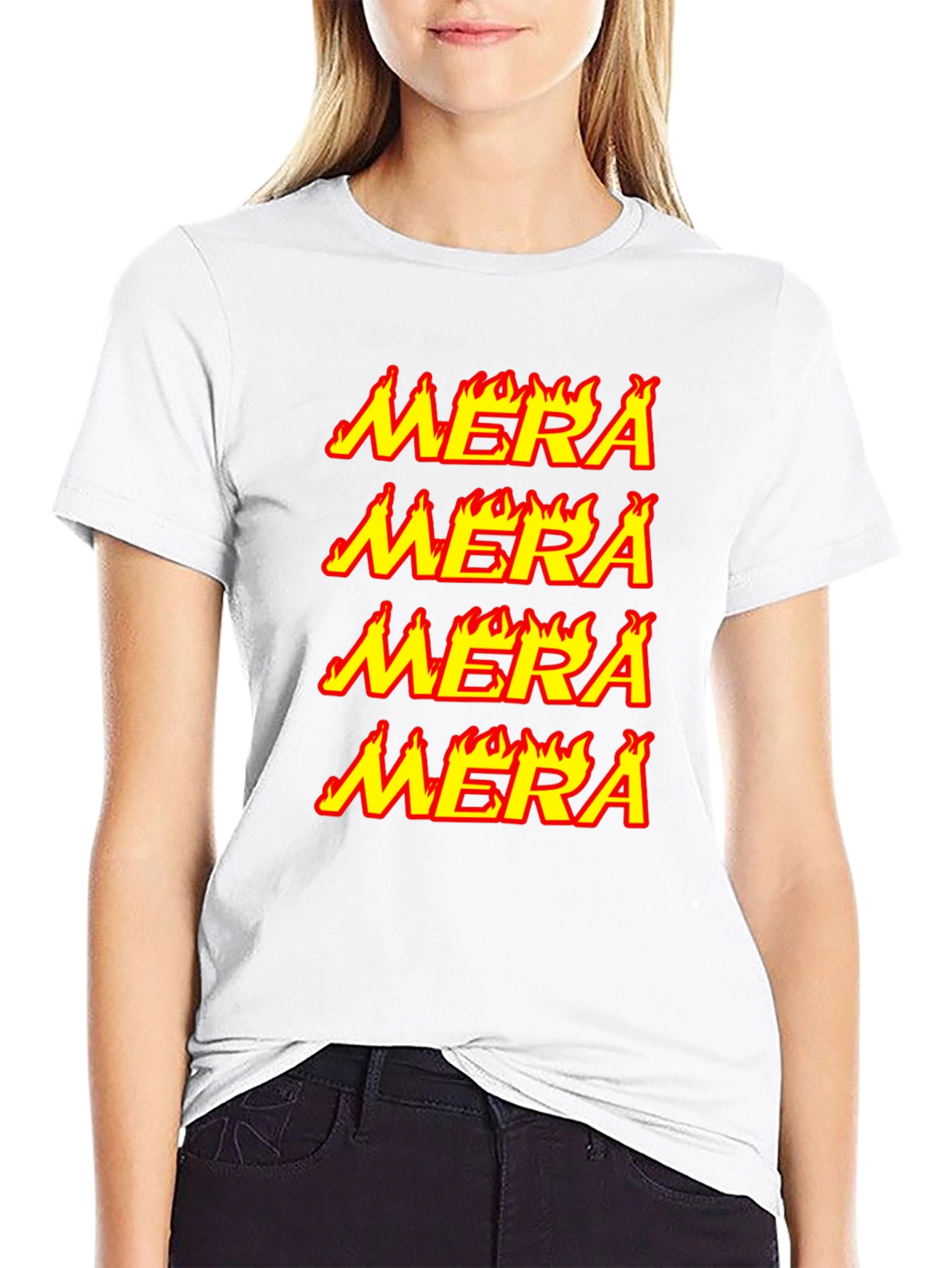 Mera Flame Graphic Tee - Black Cotton T-Shirt