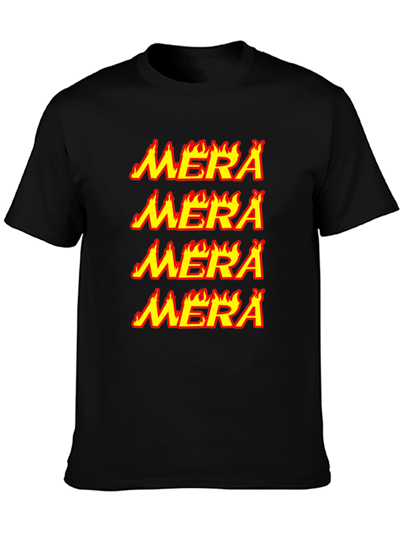 Mera Flame Graphic Tee - Black Cotton T-Shirt