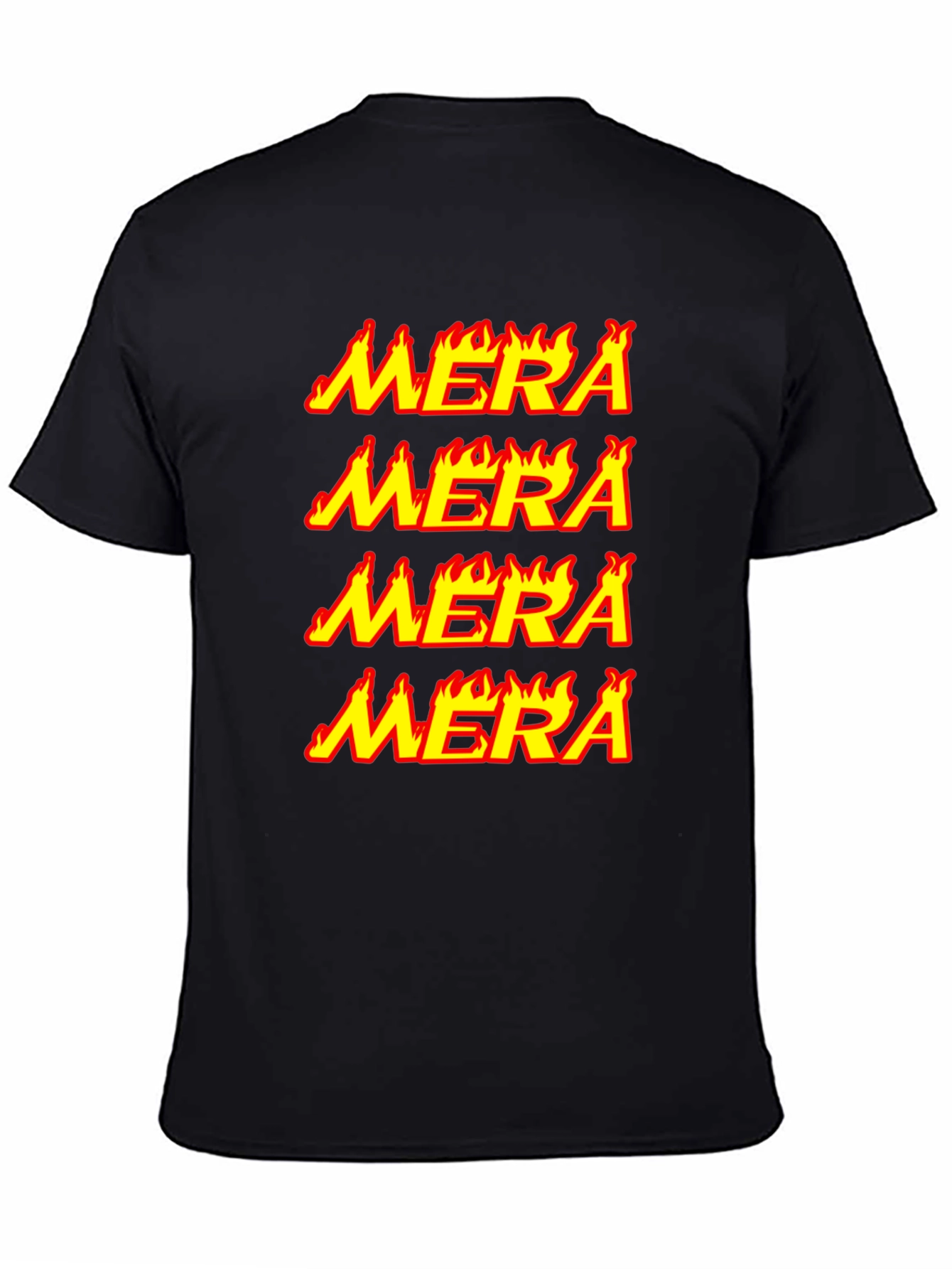 Mera Flame Graphic Tee - Black Cotton T-Shirt