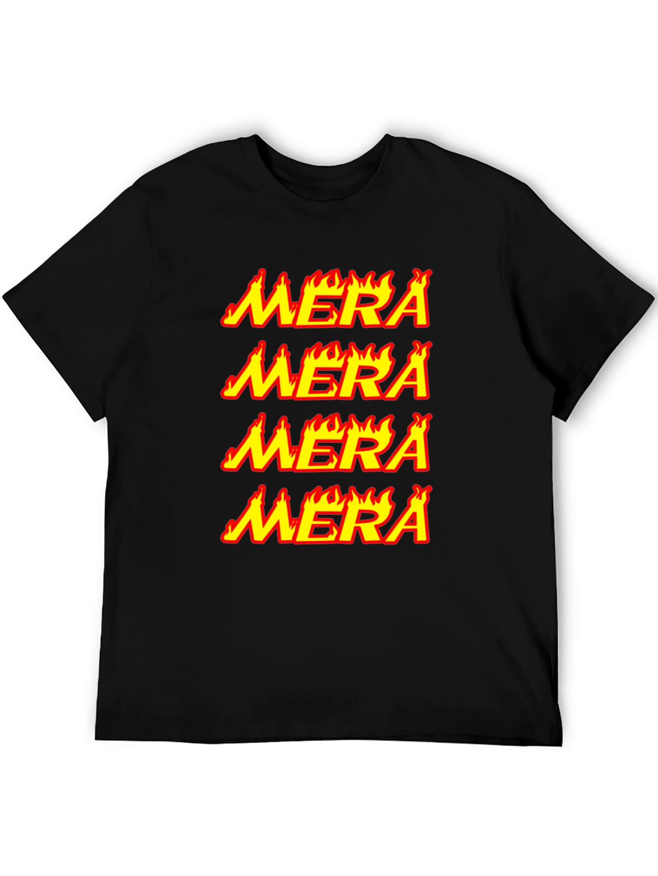 Mera Flame Graphic Tee - Black Cotton T-Shirt